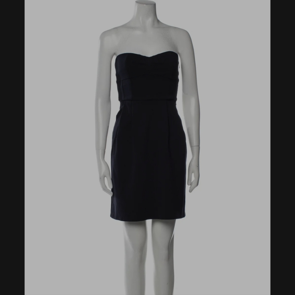 Dvf Navy Euc Bustier Structured Sheath Dress Size… - image 1